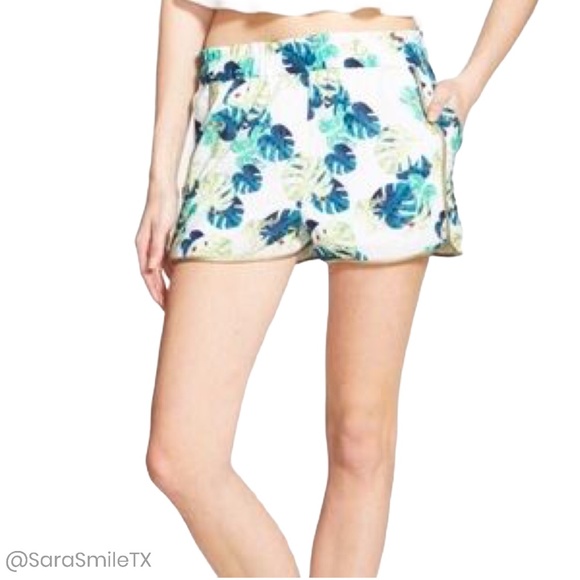 WHITNEY EVE - Nuns Orchid - Palm Print Gold Trim Pull On Shorts - NWT - Picture 1 of 12